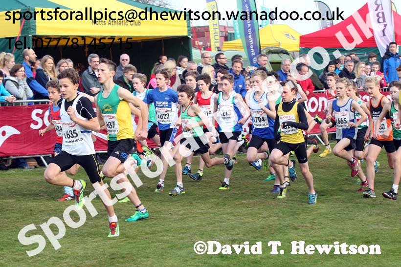 Boys under-13s, National Cross Country Relays, Berry Park, Mansfield. Photo: David T. Hewitson/Sports for All Pics